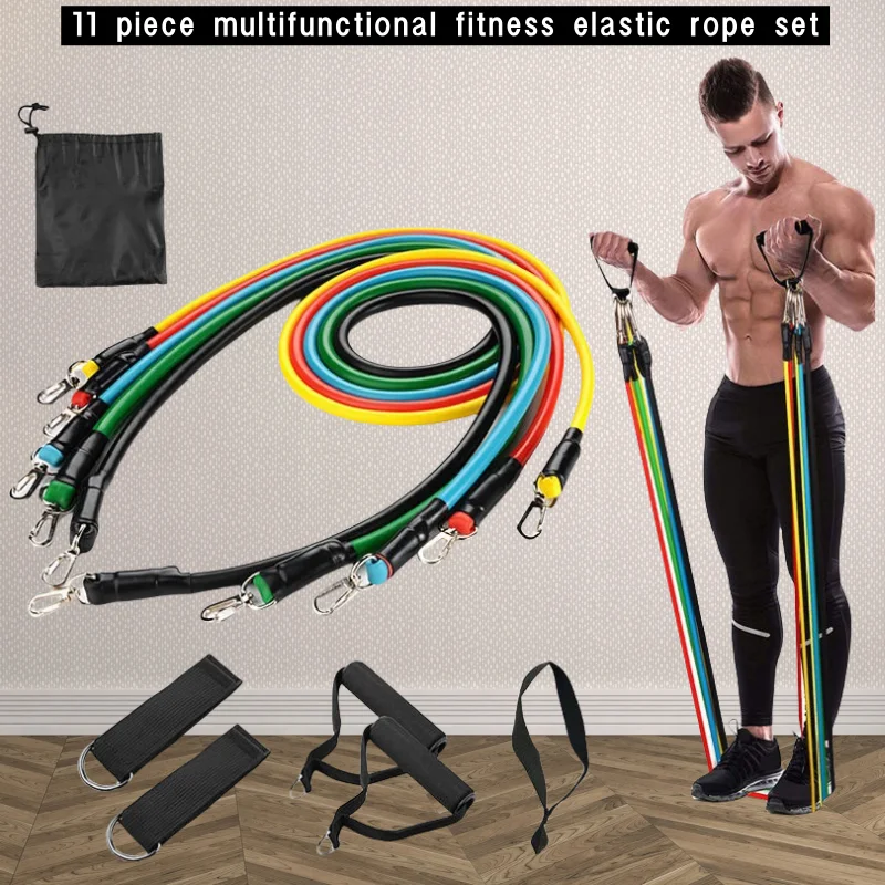 11 Pcs/Set TPE Resistance Band Set Fitness Band Pull Rope Elastic Training Band Handles Carry Bag Legs Ankle Straps 3