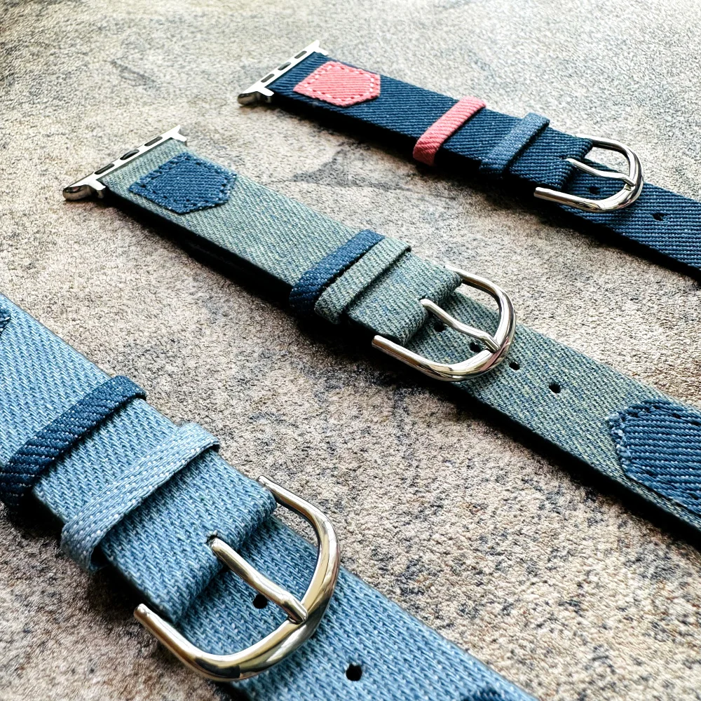 애플 워치 밴드용 청바지 데님 스트랩, 원단 가죽 iWatch 팔찌 시리즈 8, 7, 6, 5, 4, 3, SE 울트라, 49mm, 45mm, 44mm, 41mm, 40mm, 42mm
