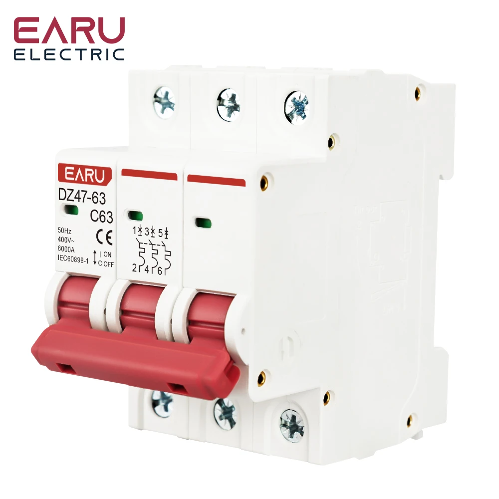 DZ47 1-4 Pole 3A 6A 10A 16A 20A 32A 40A 50A 63A 400V C Type Mini Circuit Breaker