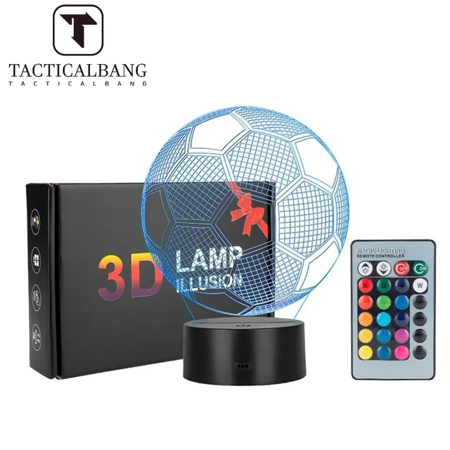 3D Football Ball Table Desk Bedside Illusion Bedroom Decorative for Soccer Fan Gift Game Soccer Club Decor