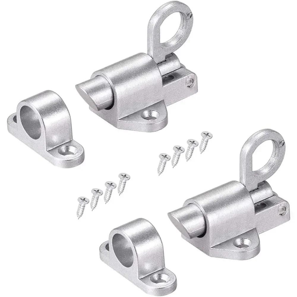 Door Latch 2Pc Spring Automatic Self-closing with Safety Pull Ring