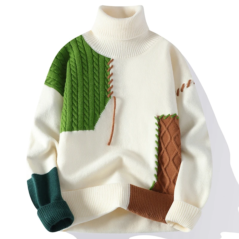 thumbnail image 1 of Suéter de lana de lujo de alta gama para hombre, jersey de cuello alto atractivo, suéteres navideños suaves y cálidos para hombre, otoño e invierno, 2024, 1 of 4