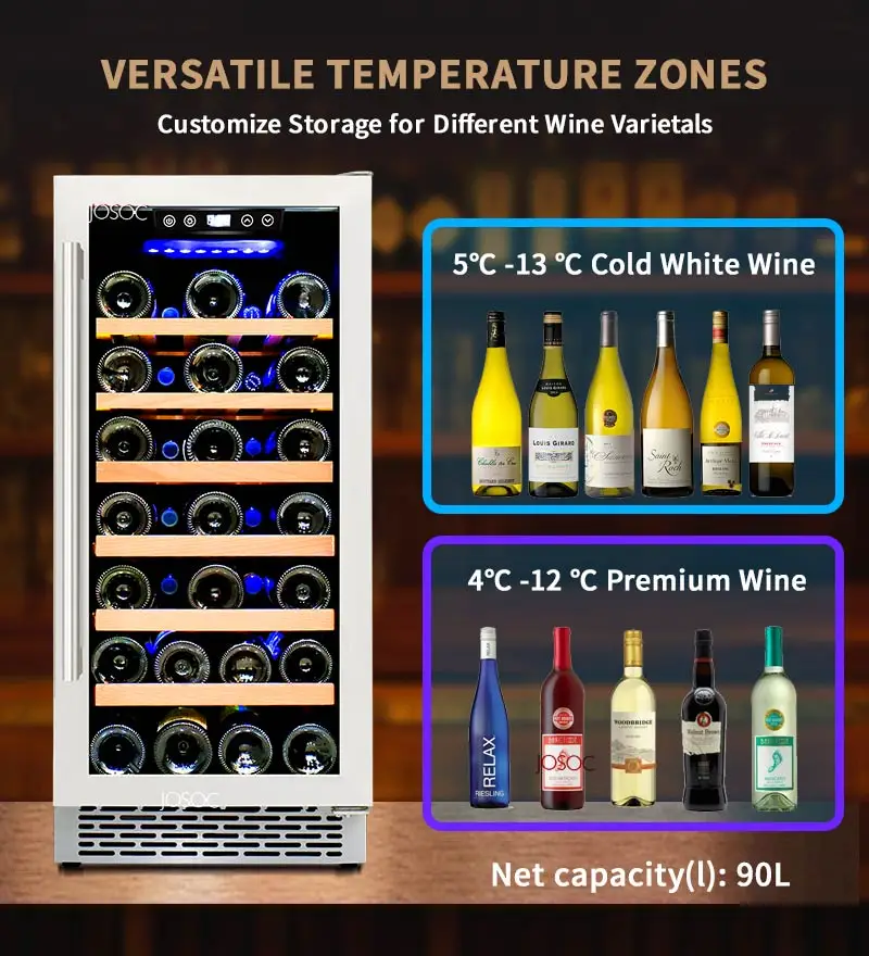 15 Inch Undercounter Wine Refrigerator Built In Wine Cooler Beverage Display Fridge