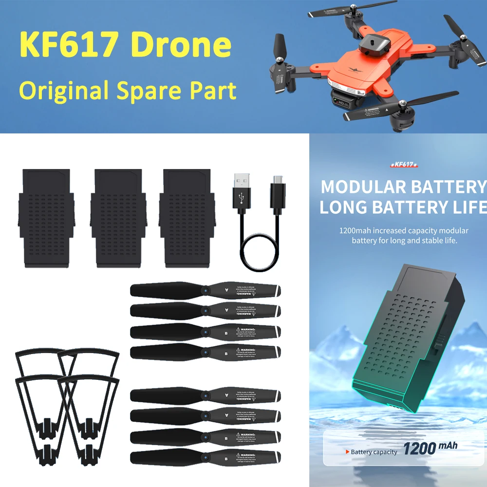 

KF617 Drone Profesional Quadcopter Spare Parts Propeller Blade Protective Frame Wing Protector Battery USB Charger Accessory