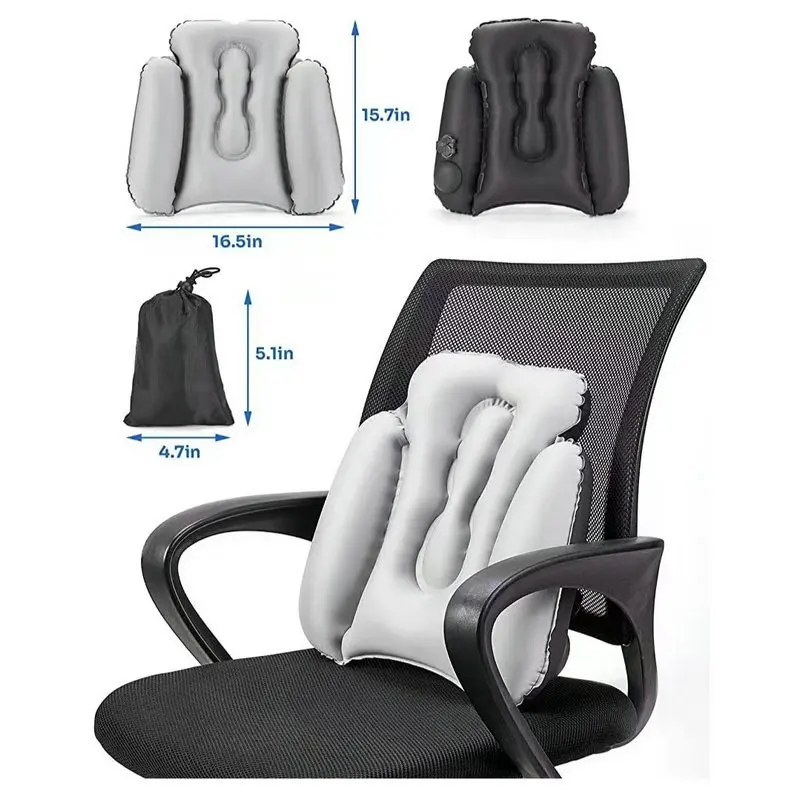 Inflatable Lumbar Pillow - Cushion for Airplane Seat Travel Support - Lower Back Cushion for Car, Office Chair -Sciatica Relief 3