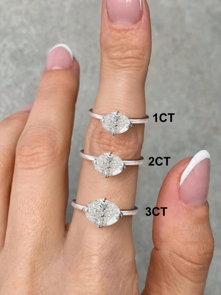 925 Sterling Silver Personalized 1-3CT Oval Zircon Ring For Women Anniversary Party Anniversary High Quality Fine Jewelry