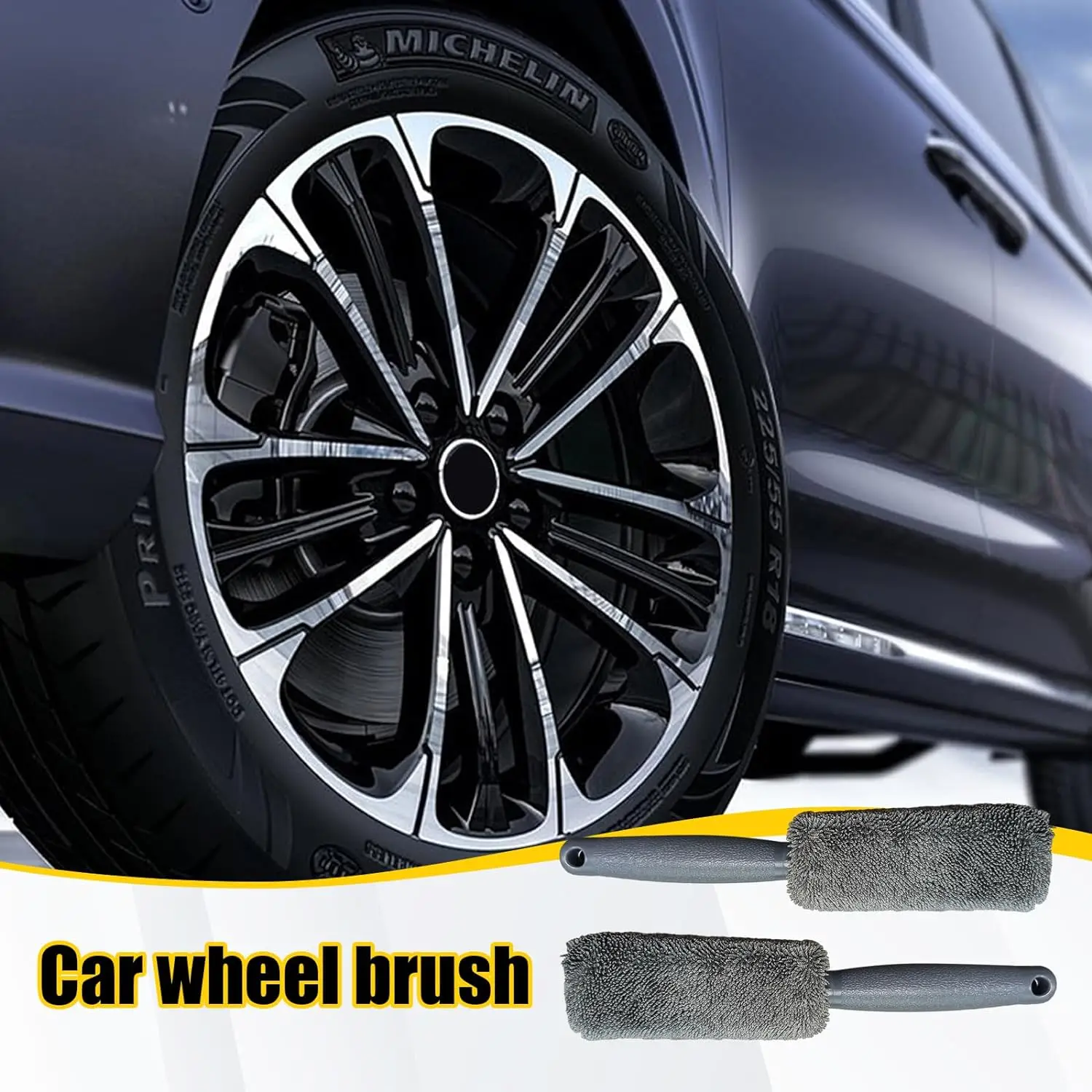 

2Pcs Cleaning Car Wash Portable Microfiber Wheel Tire Rim Brush for Car , Plastic Handle Auto Washing Cleaner Tools