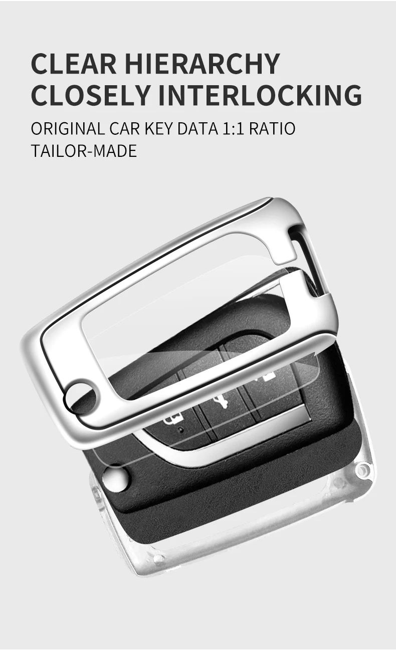 Custodia per chiave auto in pelle metallica Shell per Toyota Auris Corolla Avensis Verso Yaris Aygo Scion TC IM Camry RAV4 Hilux Fortuner - Sd240e844ae7a4e658de8c5dfc9a04eadm