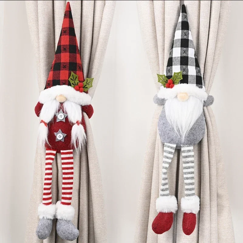 Christmas Santa Cartoon Doll Curtain Buckle Cartoon Doll Kid Stuffed Plush Toy Creative Decoration Ornaments Children Xmas Gift
