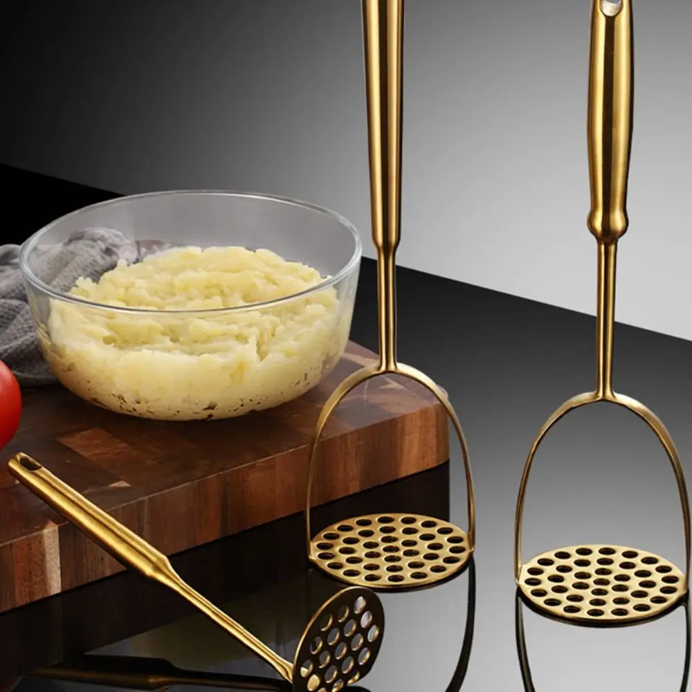 Home Manual Stainless Steel Potato Masher Pressed Pumpkin Rice Smooth Mashed Crusher Fruit Vegetable Press Gold Kitchen Gadgets