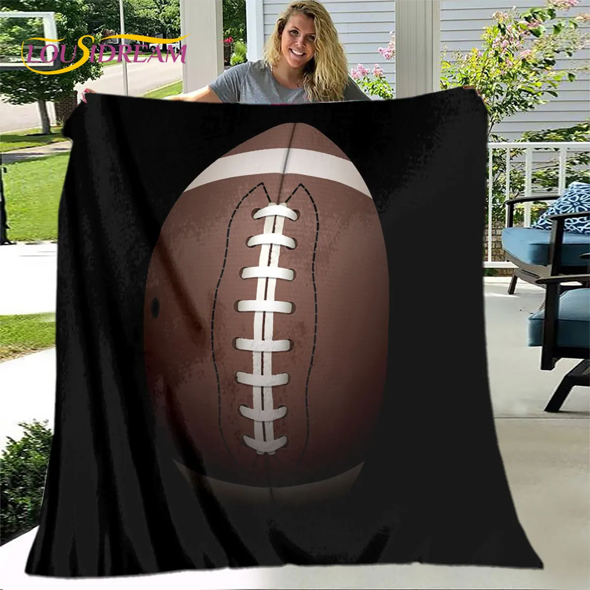 

Rugby American Football Field Soft Plush Blanket,Flannel Blanket Throw Blanket for Living Room Bedroom Bed Sofa Picnic Cover 3D