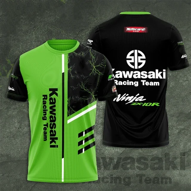 Kawasaki Motorcycle Racing Team Men Summer T-shirt Short