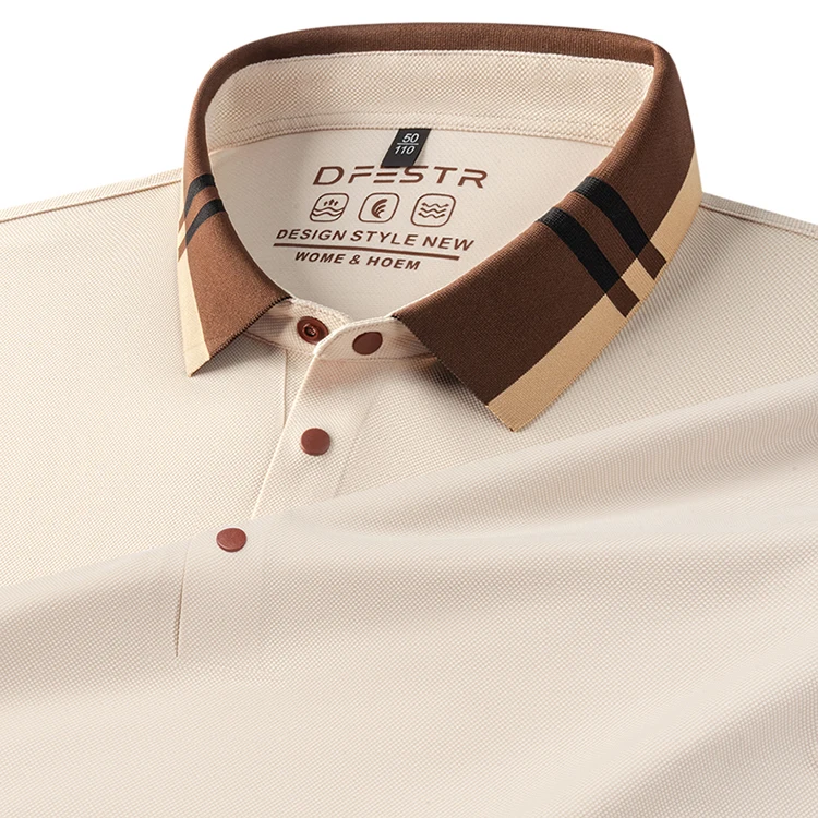 Hochwertiges Herren-Poloshirt mit kurzen Ärmeln, Sommer, luxuriös, Business-Casual, modisch, atmungsaktiv, farblich abgesetzt, mit Reverskragen. – Detail 30