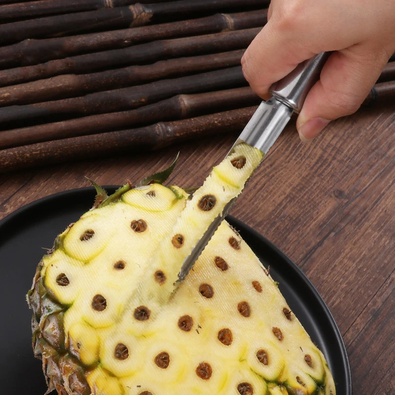 Stainless Steel Pineapple Knife Apple Pear Corer Non-slip Long Strip Fruit Peeler Kitchen Manual Shovel Slicers Pineapple Dig