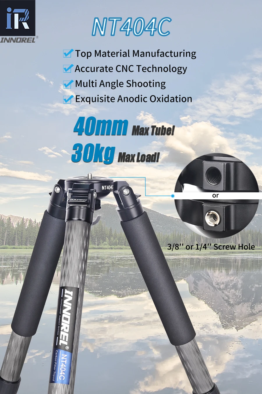 NT404C Professional Heavy Carbon Fiber Camera Tripod Super Stable Top Bird Watch
