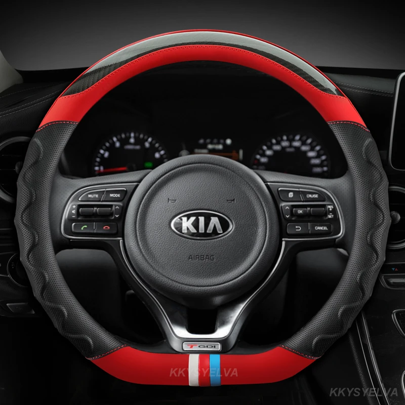 Car Steering Wheel Cover D Shape For Kia K5 Optima 2019 2020 Forte Gt 2019-2021 Ceed Cee'D Gt 2018 2019 Kia Stinger 2018-2022