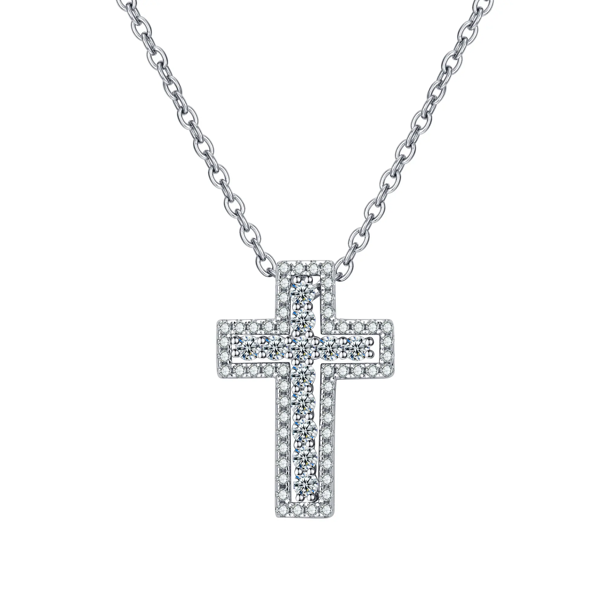 1 piece 925 silver 0.6 CT moissanite cross necklace classic simple pendant necklace gift girlfriend pendant necklace silver necklace moissanite necklace