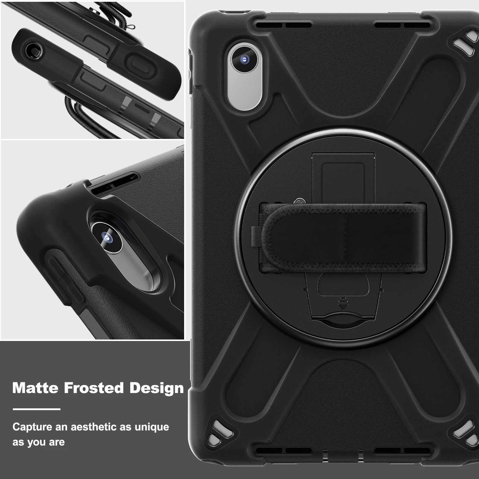 Heavy Duty Rugged Tablet Case with Stand and Strap - Shockproof