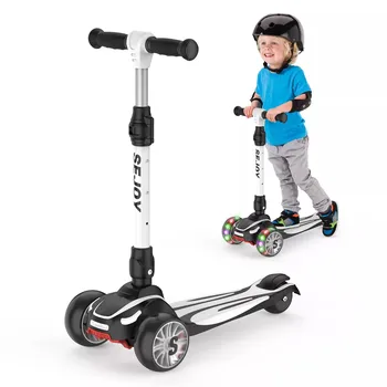 Sejoy Toddler Kick Scooter for Kids with 3 Wheels Extra-Wide Childrens Foldable Toy Scooter with Adjustable Height/Handlebars & 1