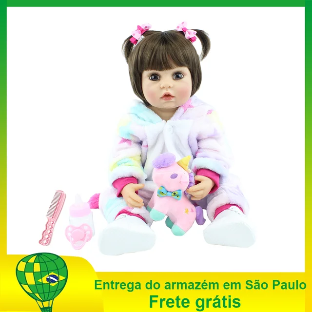 Brastoy Boneca Bebê Reborn 100% Silicone Pode Tomar Banho Princesa Rosa  55cm Enviado Do Brasil - AliExpress