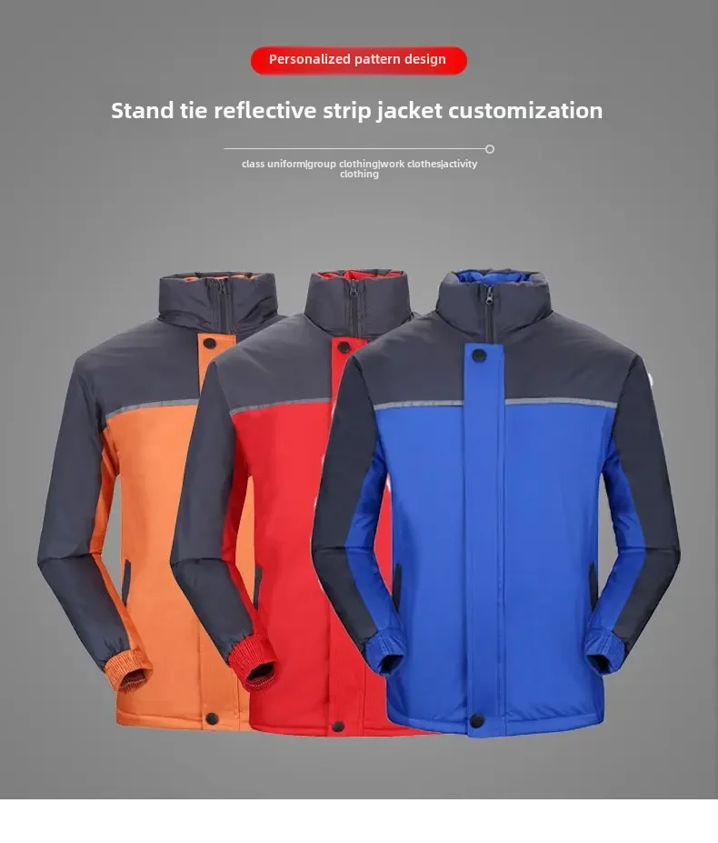 Reflective Stand Collar Zipper Autumn/winter Waterproof Windproof Warm Jacket For Corporate Groups Work Uniform Logo 1 Sd241b0d942884d6d87145eefd98b02ffp