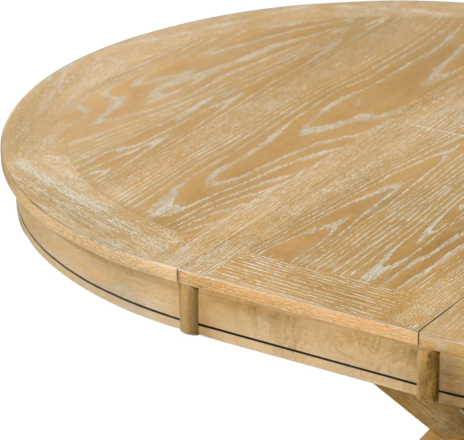 Solid Wood Table Extendable Dining Table 42"-54" Length X-Shaped Base Natural Wood Wash