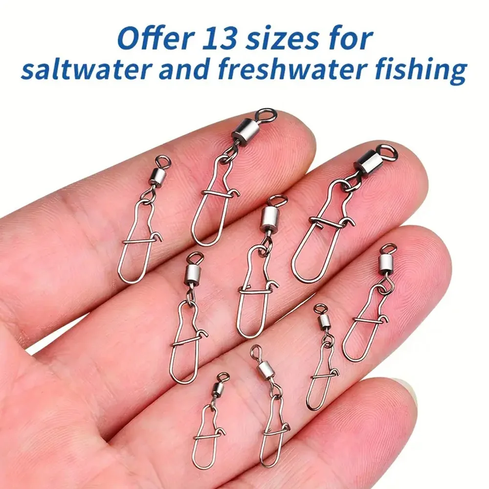 High-strength Smooth Fishing Carabiner Pins 50/95PCS Barrel Snap Connector Ball Bearing Swivels Ring Lure Connectors Accessories fishing accessories,fishing tackle,fishing swivels,fishing line connectors