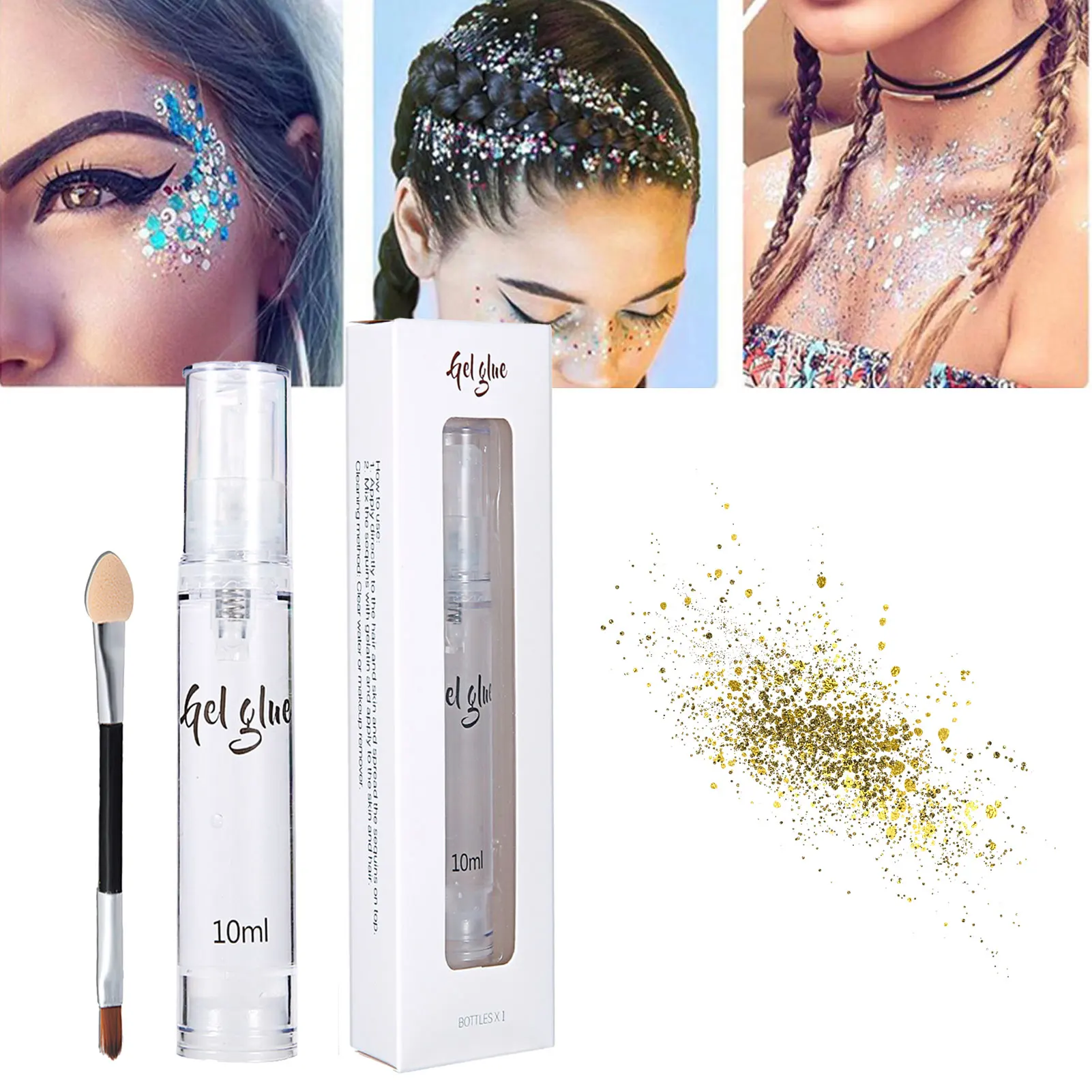 10ML Glitter Body Glue Eyeshadow Gel For Eye Face Body Powder Shimmer Temporary Tattoo Set Lasting Primer Glue 5