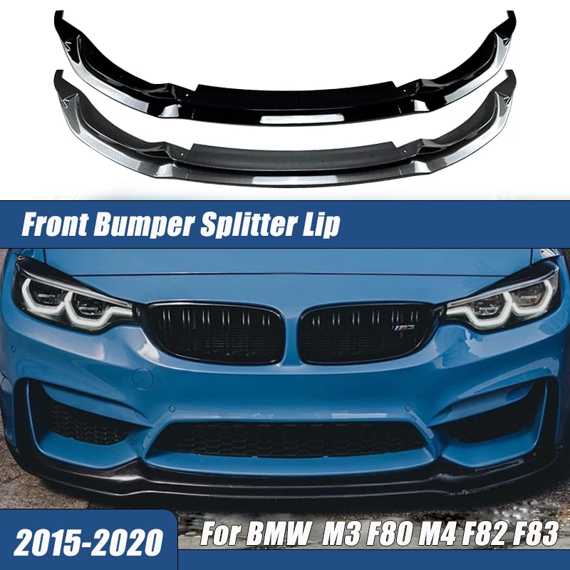 Auto Paraurti Anteriore Lip Body Kit Spoiler Splitter Diffusore Per Bmw Serie 3 M3 F80 Serie 4 M4 F82 F83 2015-2020 Nero Lucido