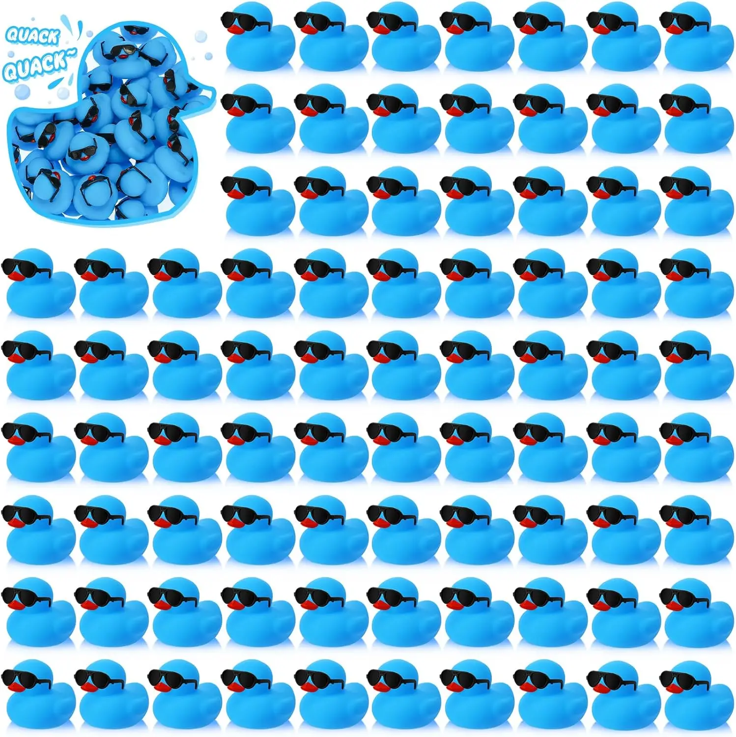 1-100pcs Blue Mini Rubber Ducks in Bulk with Sunglasses Duck Gifts Mini Bath Ducks Small Duck Float Pool Ducks Bulk Toys 1