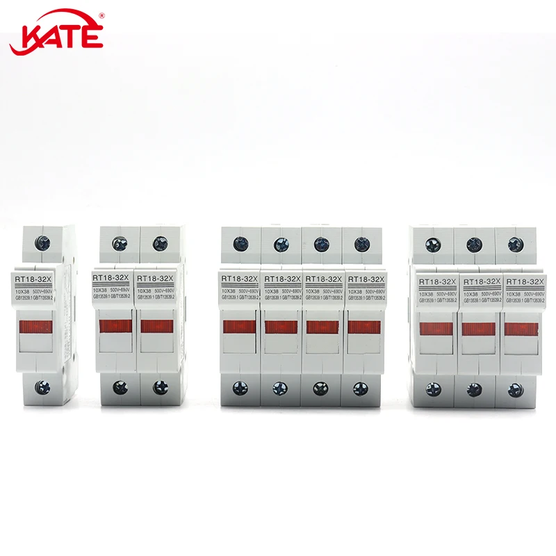 Base do Fusível do Trilho com Luz Indicadora 1p 2p 3p 4p Rt1832 Solar Dc500v 1a 2a 3a 4a 5a 6a 8a 10a 16a 20a 25a 32a 10×38