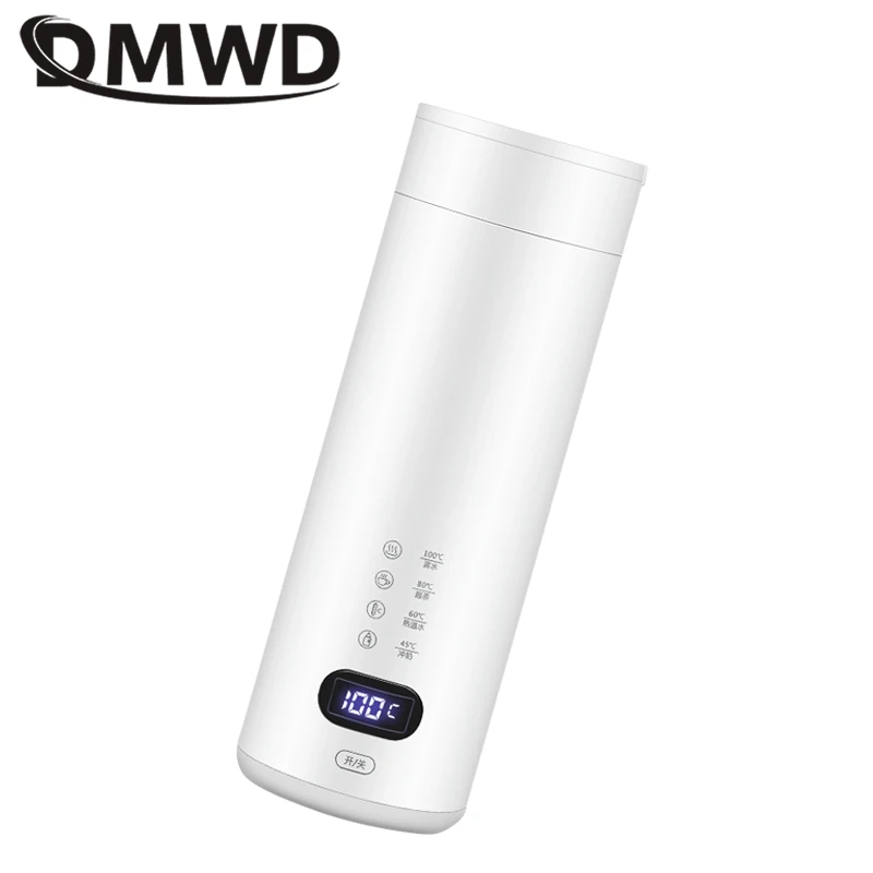 DMWD Electric Heating Kettle Portable Water Cup 0.4L Water Boiler Thermos cup Tea Pot Brewing milk Adjustable temperature Travel 2