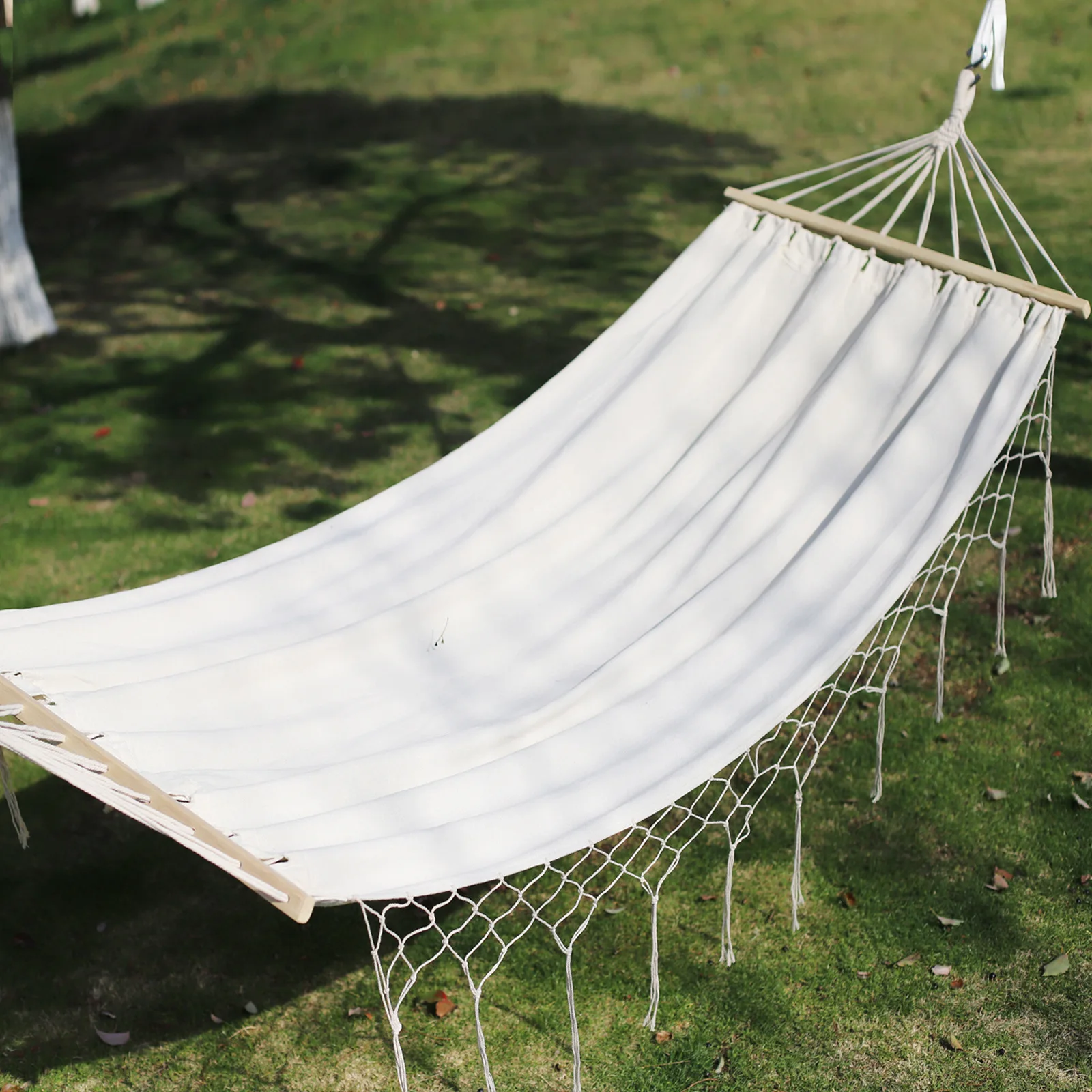 Tassel Hammock Outdoor Anti-rolled-up Canvas Swing Camping Tour Single Stick Portable Hanging Chair Swing Chair Outdoor