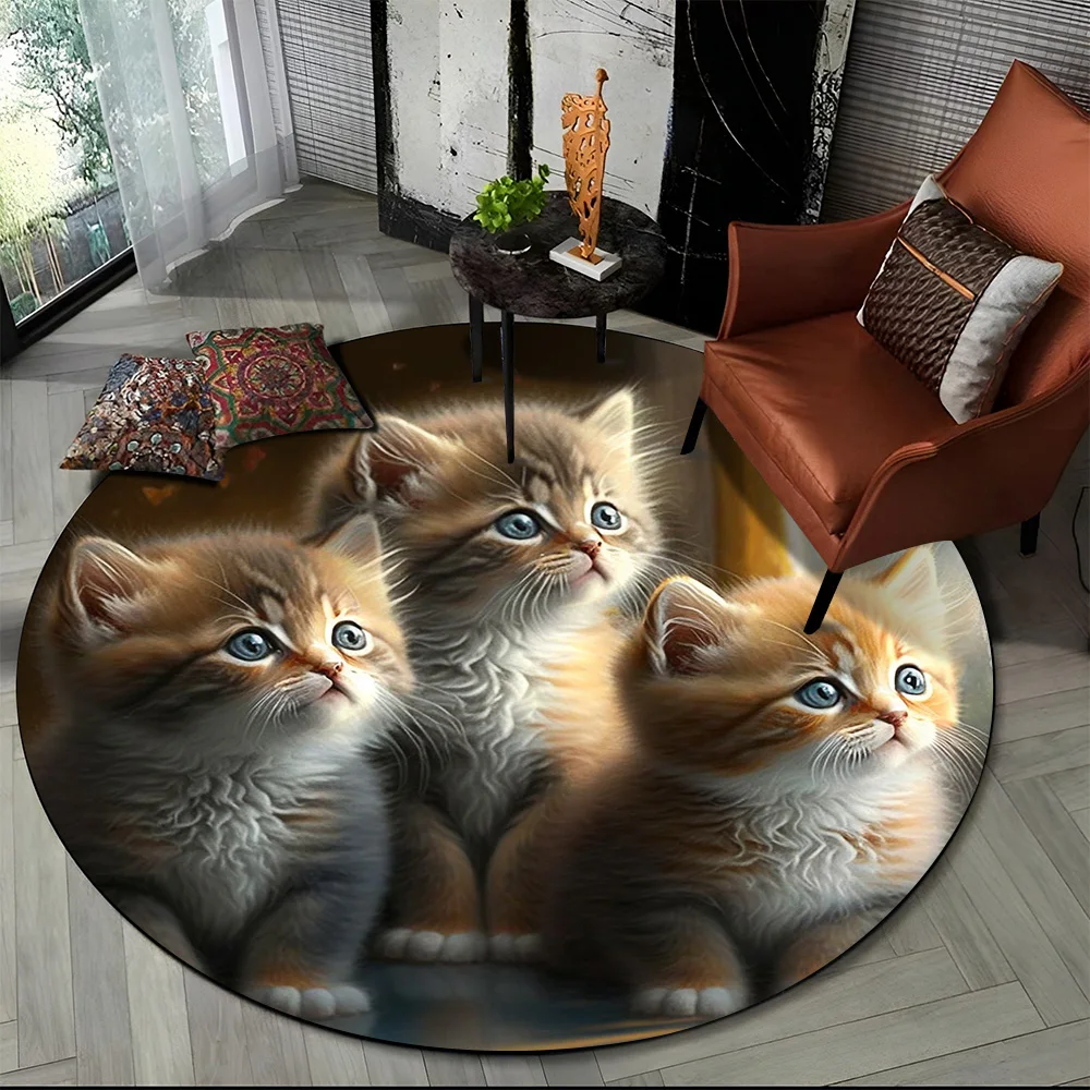 Tapete redondo 3D gato persa, tapete para sala de estar, quarto, decoração de sala de jogos infantil, tapete antiderrapante para animais de estimação, desenho animado de trapo, fofo 10 Sd2421d7b8eed4c3aabca2f64d91a05248
