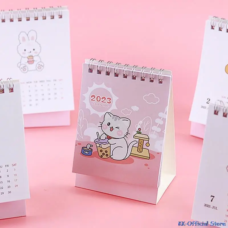 2023 Cute Mini Cartoon Cat Desk Calendar Daily Schedule Table Planner