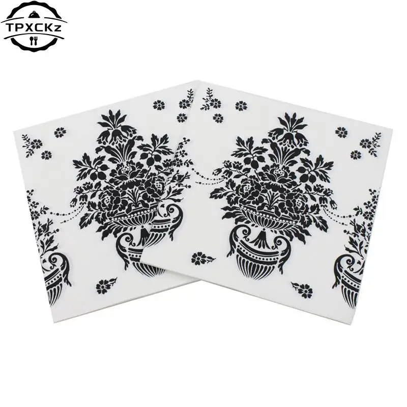 20Pcs/lot Tissue Napkins Floral Flower Theme Paper Napkins Decoupage Decoration Festive Party Supplies 33x33cm