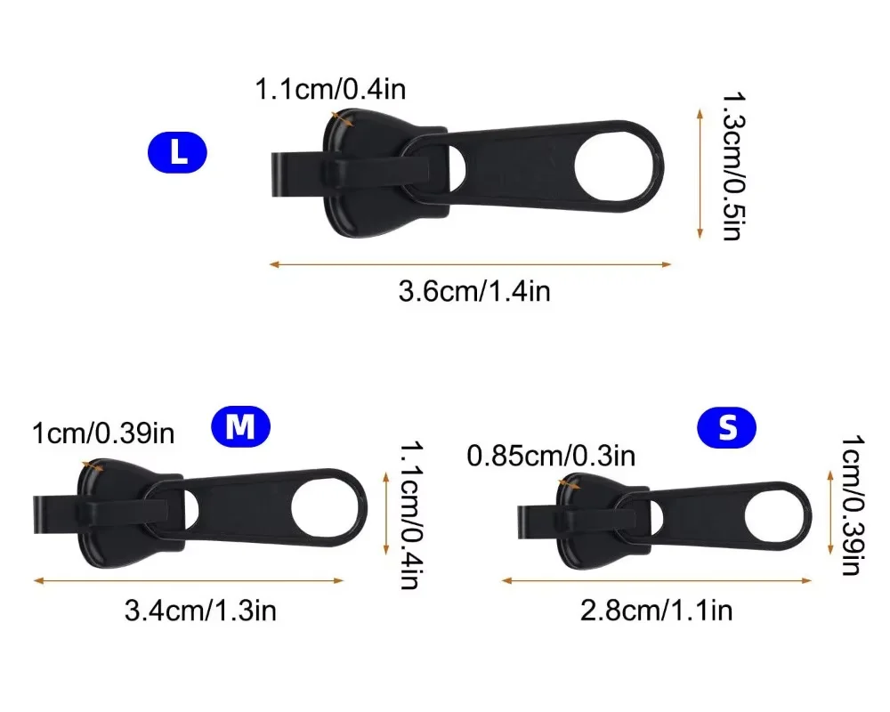 Universal Zipper Head 3 Sizes Can Be Replaced at Any Time Zipper Repair Kit DIY Sewing Accessories 6/12PCS Zipper Repair Kit Zipper Heads Zipper Accessories