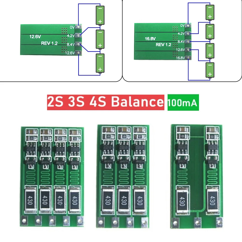 

2S 3S 4S 100MA Lithium Battery Balance Board Li-Ion Battery Balancer Current Board Replacement Parts Electronic Accessories