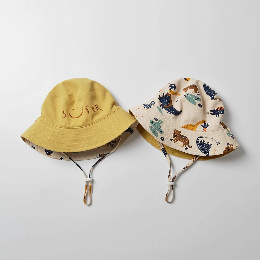 deer jonmi Spring Summer Baby Boys Buckets Hats Korean Style Cartoon Printed Toddlers Kids Outdoors Sunshade Fisherman Hat