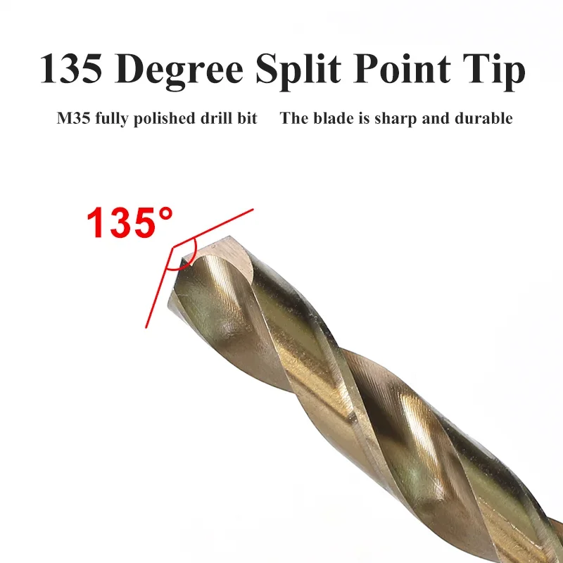 Cobalt High-Speed Steel Drill Bit, 1-12mm Straight Shank Twist Drill, Single Piece