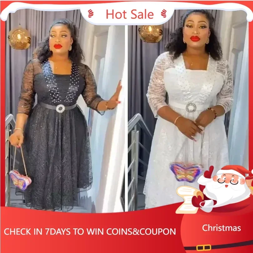 

Elegant African Dresses for Women Spring Plus Size Wedding Party Long Dress Dashiki Ankara Lace Outfits Dashiki Africa Clothing