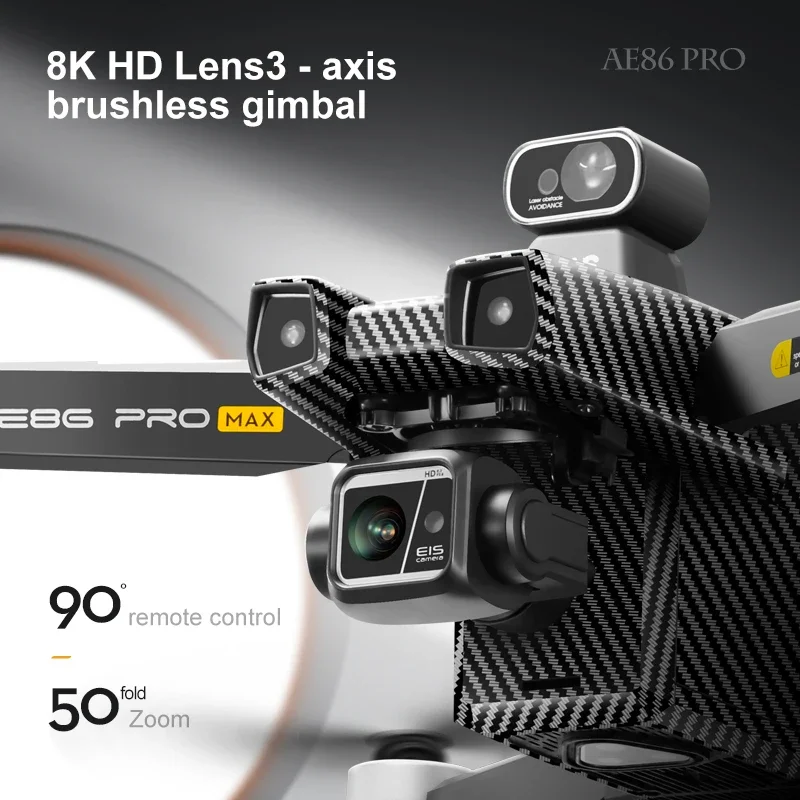 Nuovo drone professionale AE86 Pro Max 4K ESC doppia fotocamera 360 ° Droni pieghevoli con posizionamento del flusso ottico con zoom 50x per evitare ostacoli - immagine 2