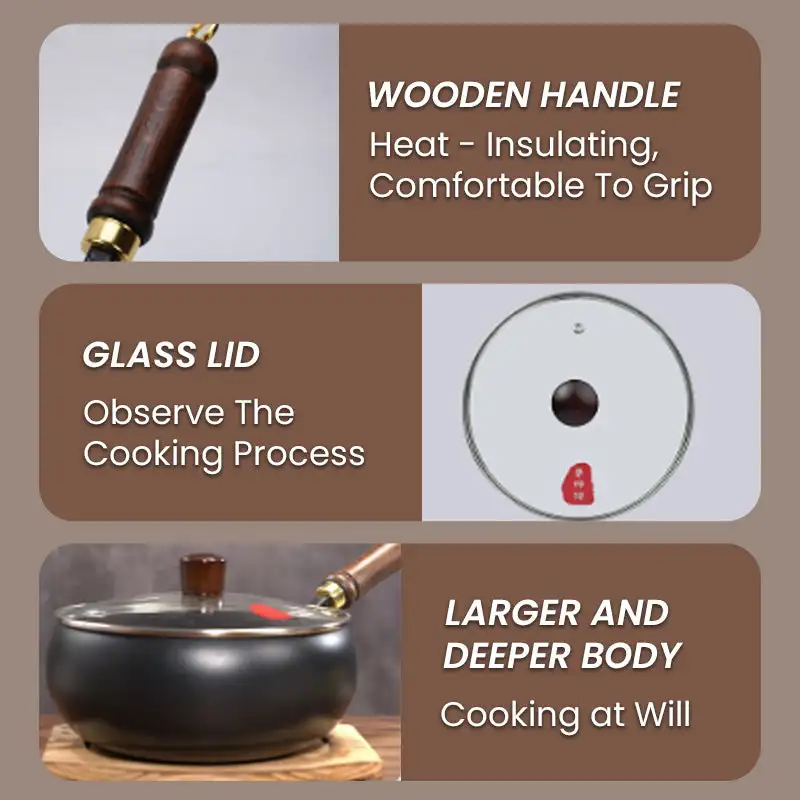 Cast Iron Skillet  Pot - Easy Cook Keep Warm Stir Fry Boil Simmer