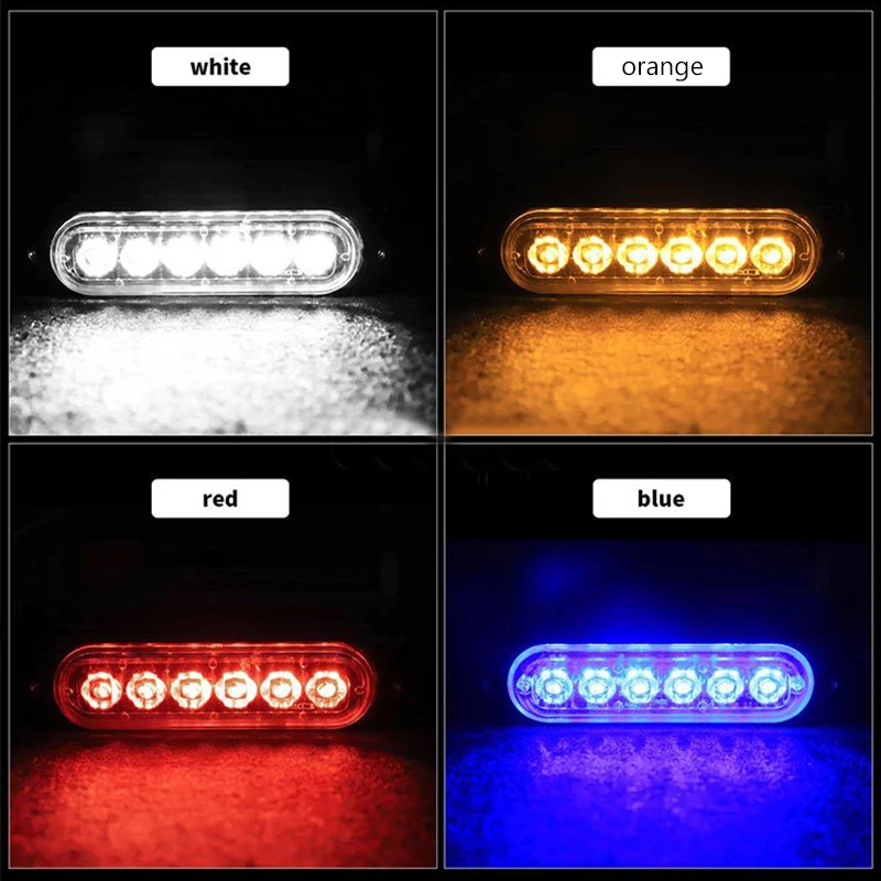 Trailer Truck Side Marker Led Lights 12V 6/12 LED White Red Amber Warning Light LED Side Marker Lamp Indicator Truck Accessories