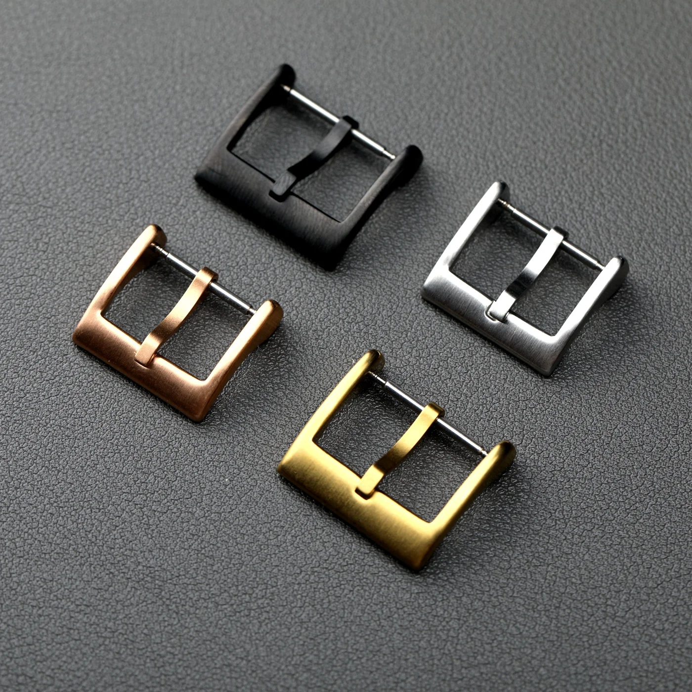 Premium Matte 316L Stainless Steel Leather Strap Buckle in Silver, Black, Gold, and Rose Gold