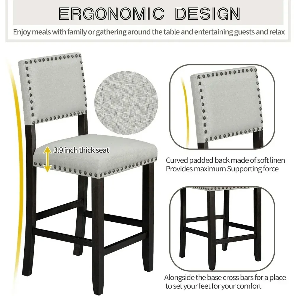 5 Piece Dining Table Set for 4,Counter Height Kitchen Table Set and 4 Cushioned Chairs for 4 Persons Dining Room Table Set 4
