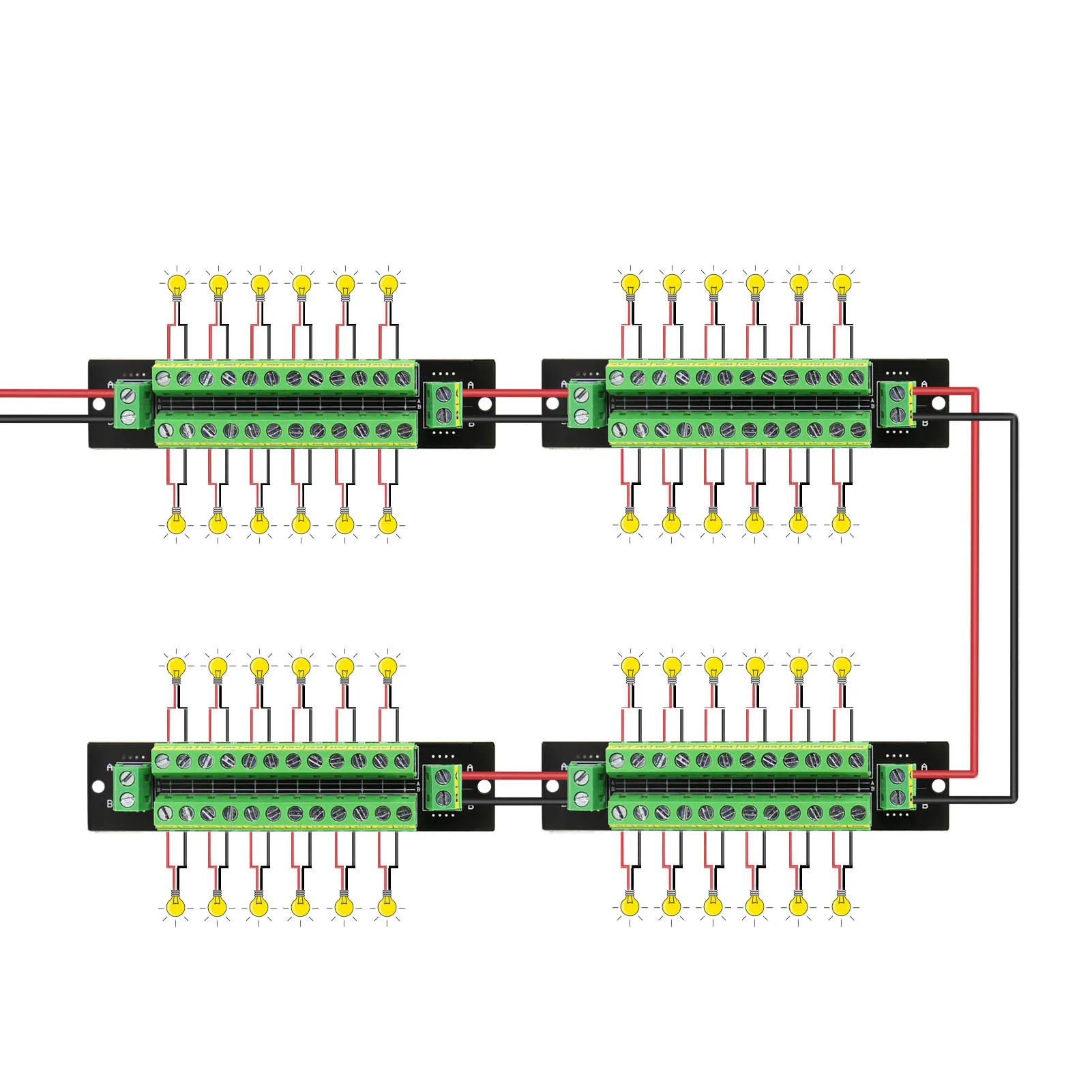 2 Units Power Distributor 10A 2 Inputs 12 Pairs Outputs for DC AC Voltage Distribution Module PCB014 5