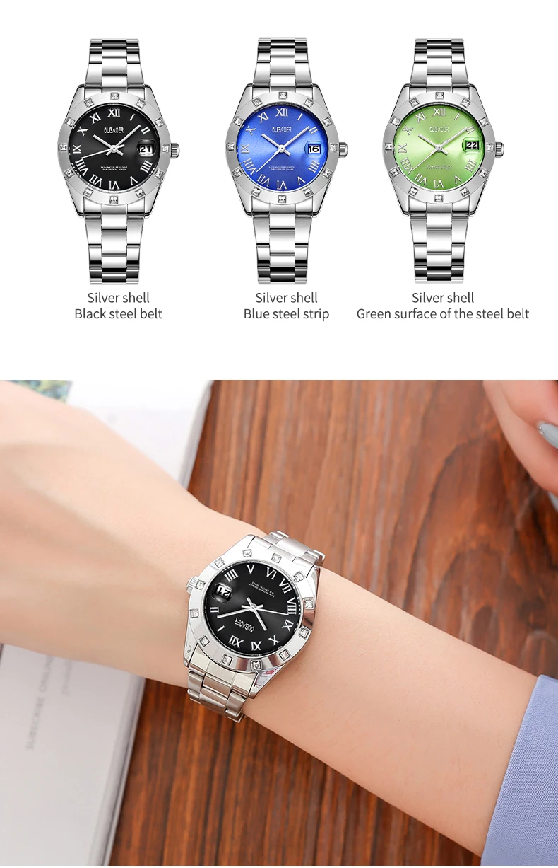 OUBAOER New 2024 Women's Quartz Watch Fashion Modern Quartz Watch Vintage Roman Dial Waterproof Wristwatch Women's Accessories