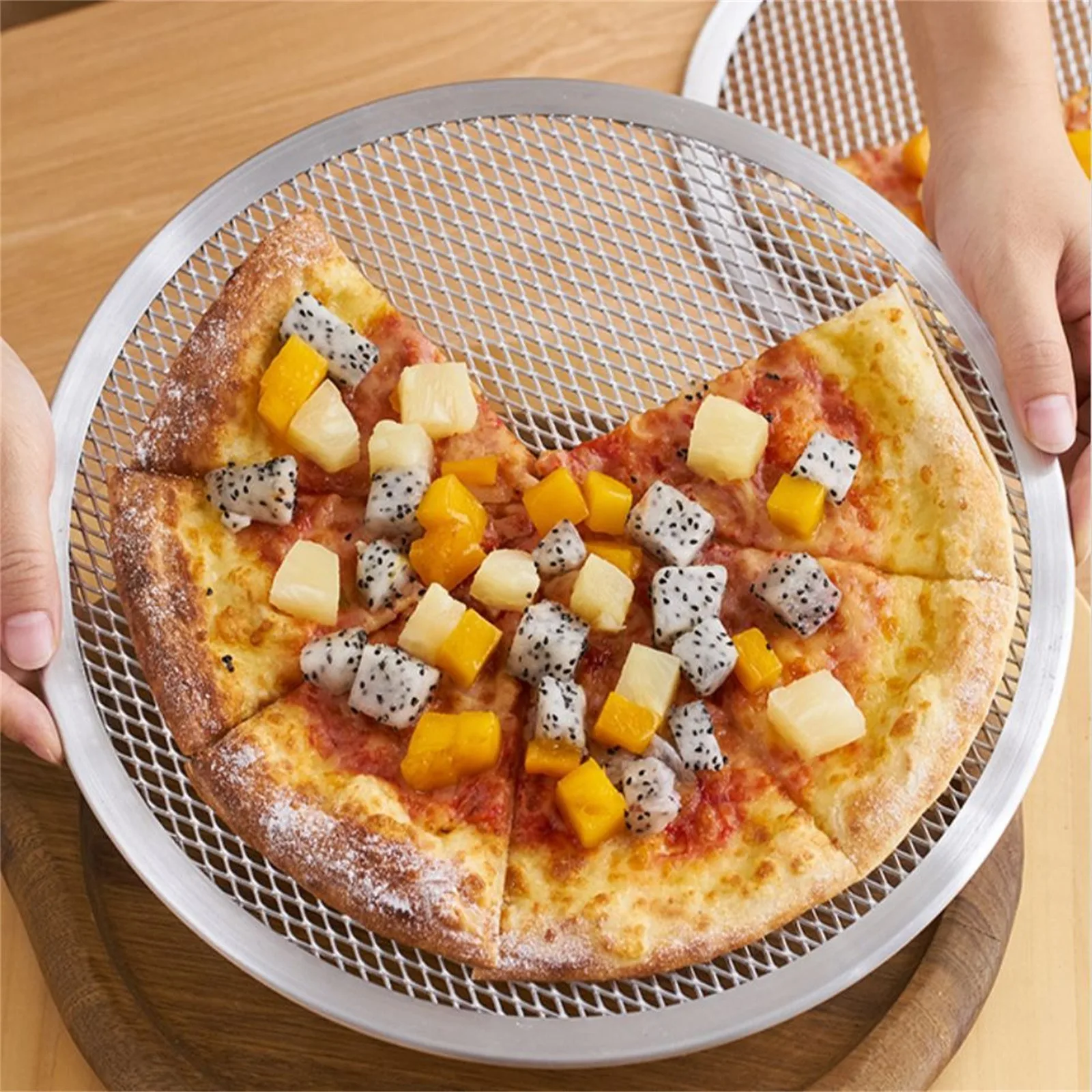 

16 Inch Aluminum Alloy Pizza Crisper Trays Baking Pan With Holes Round Deep Dish Plate Bakewave Mould Oven Home Kitchen Tool Bbq