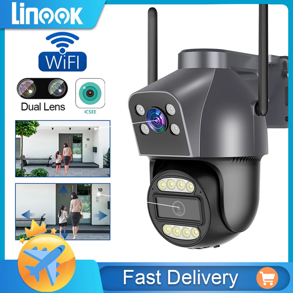 

Linook, iscee camera, wireless CCTV camera WIFI, PTZ outdoor IP security camera, 8MP, 4K, full color, AI tracking, ONVIF